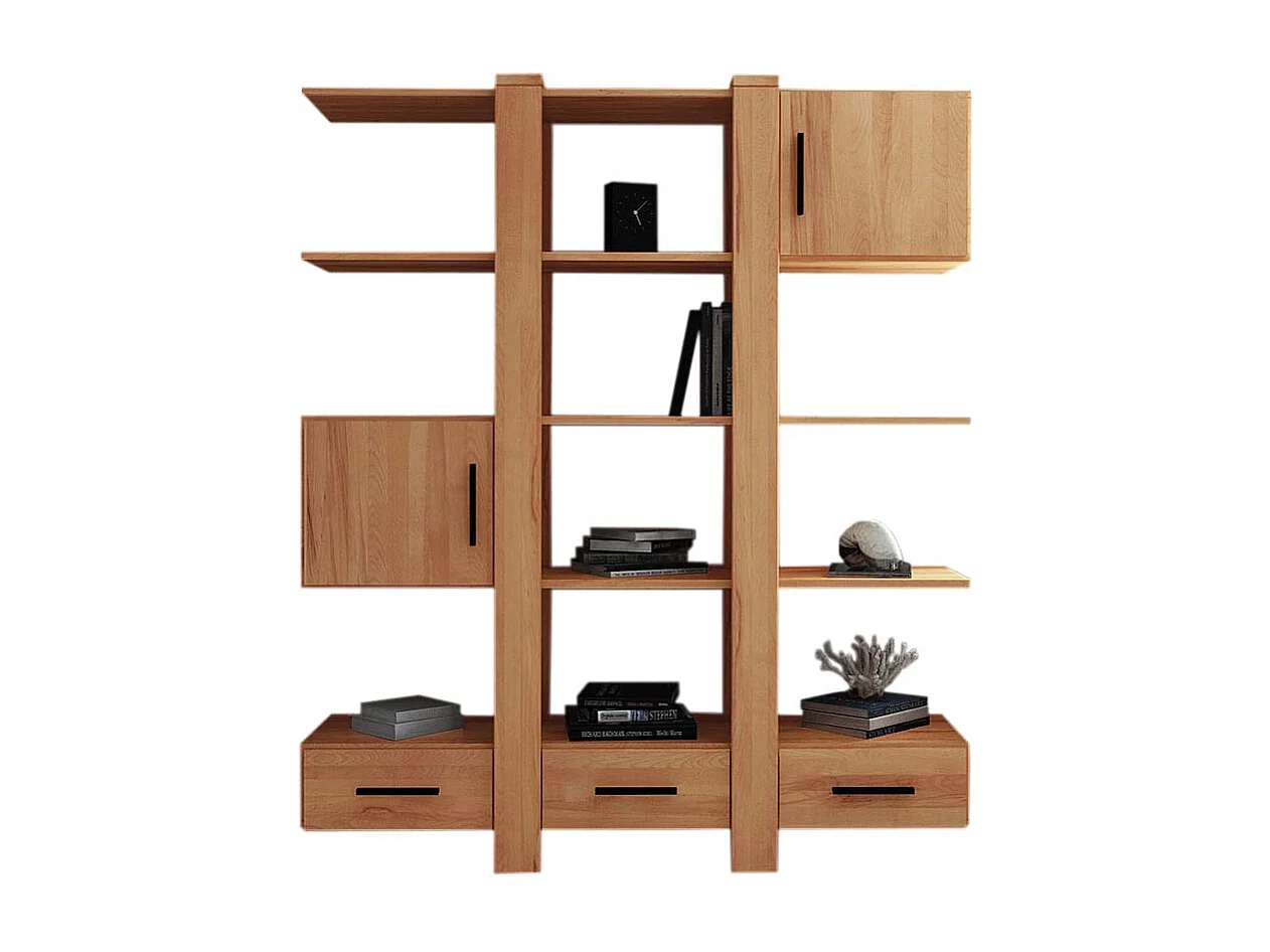 Massivholz Regalwand aus Kernbuche geölt mit Türen