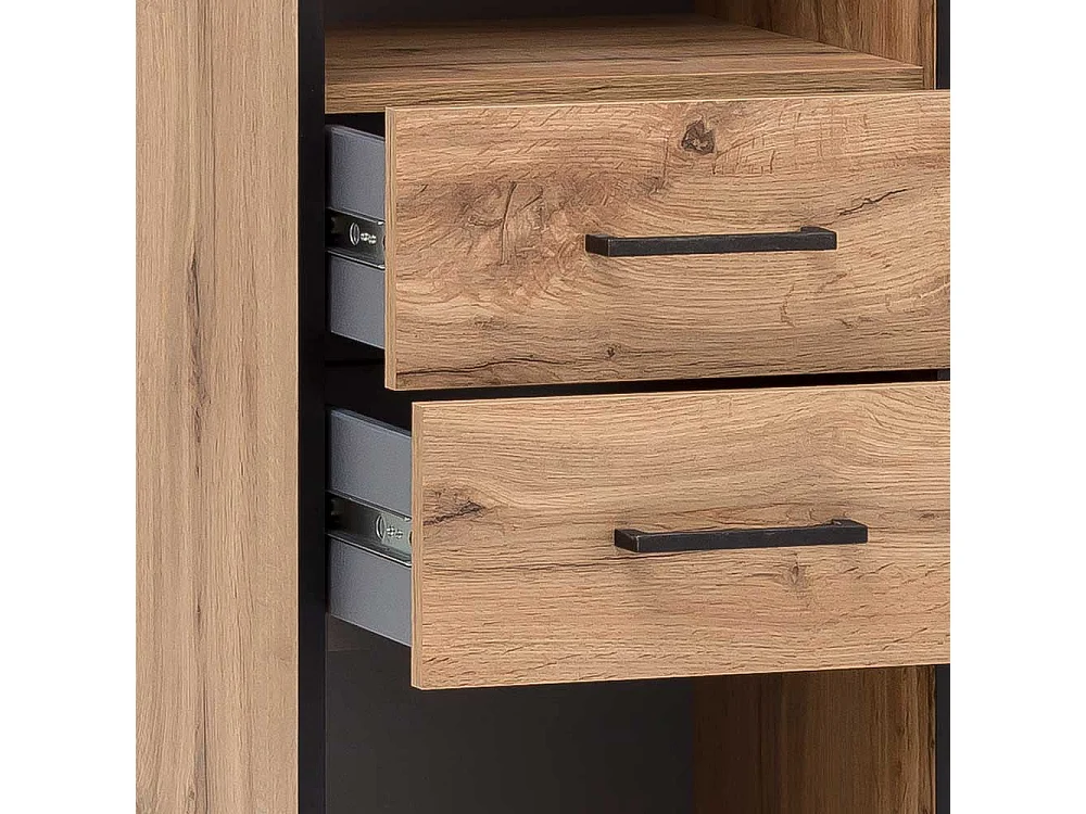 Home Office Ordnerregal in Eichefarben Schwarz