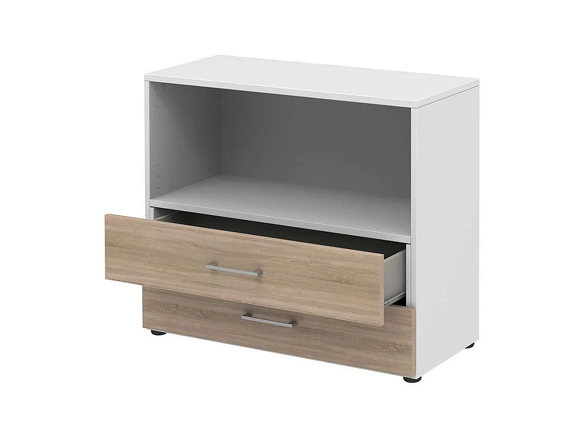 Home Office Aktenregal mit zwei Schubladen offenem Fach