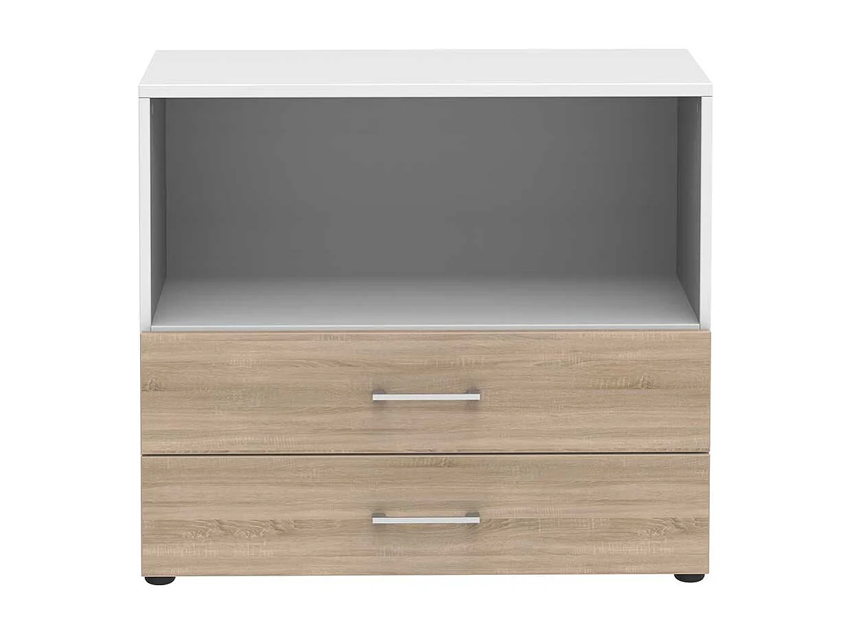 Home Office Aktenregal mit zwei Schubladen offenem Fach