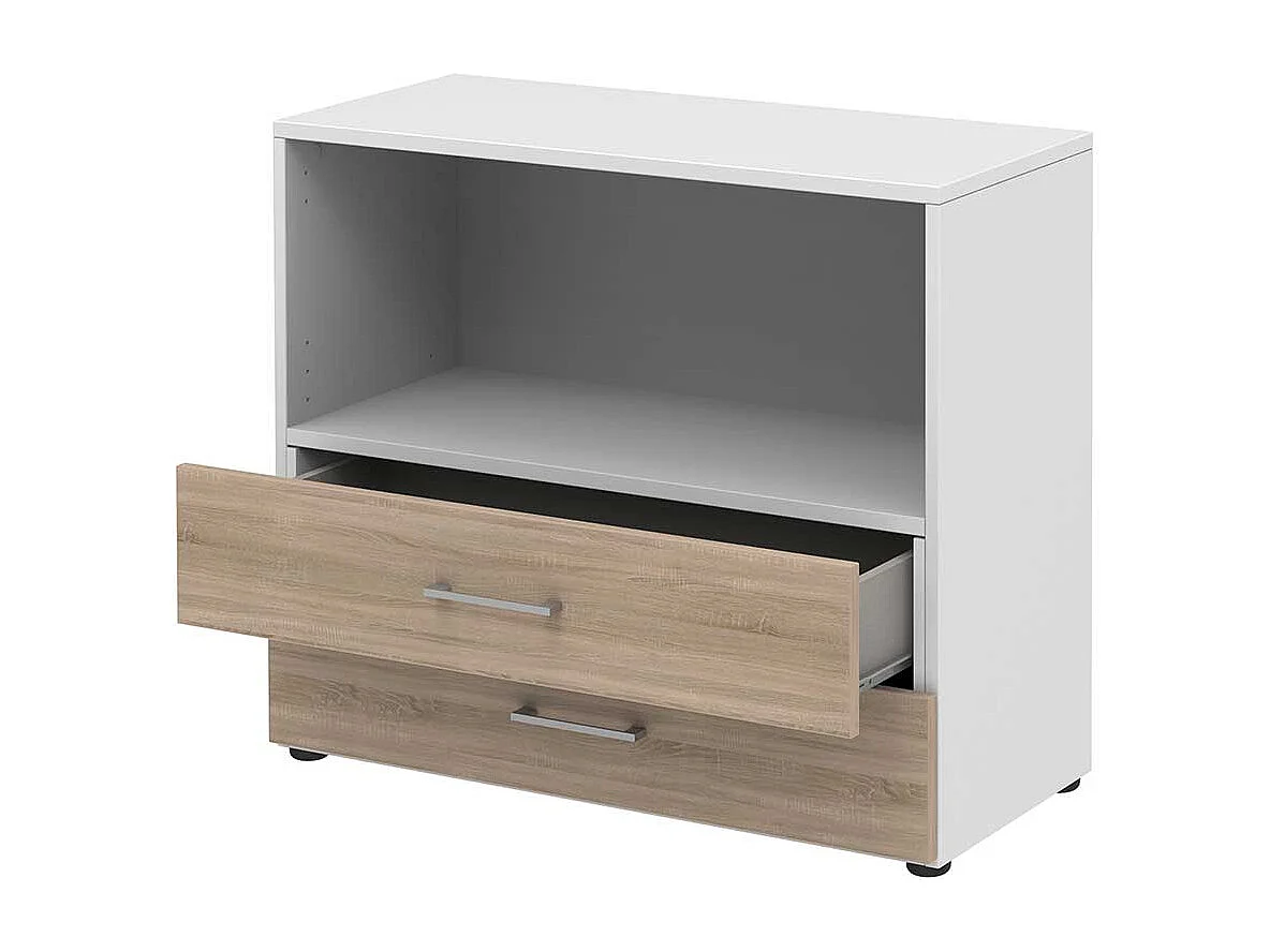 Home Office Aktenregal mit zwei Schubladen offenem Fach