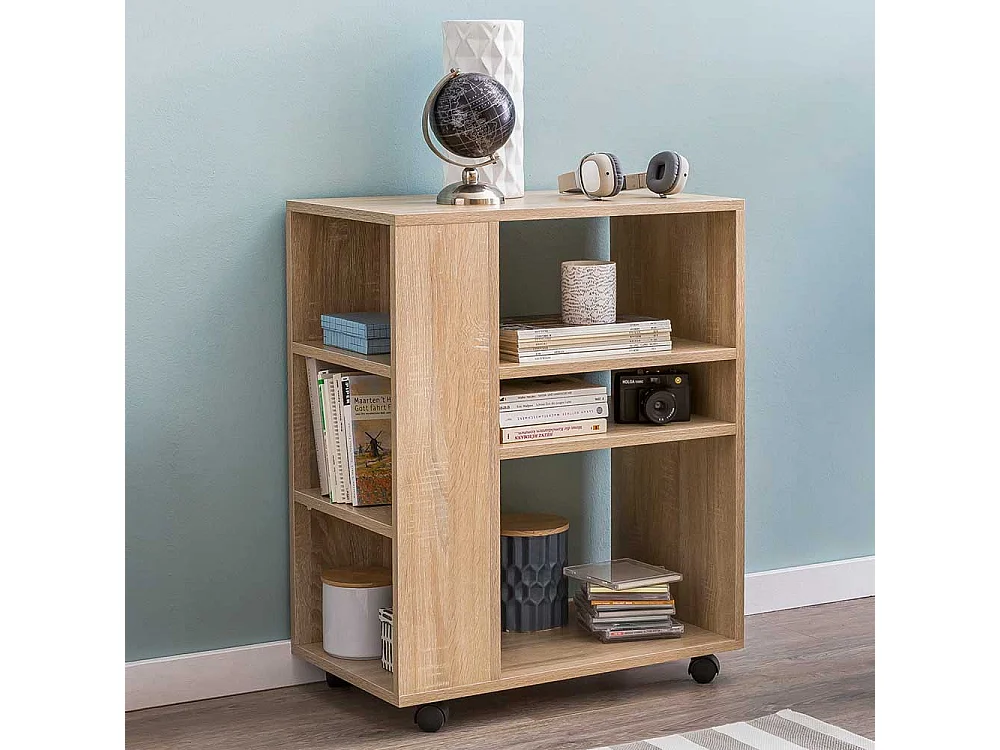 Rollen Regal in Sonoma-Eiche 75 cm hoch