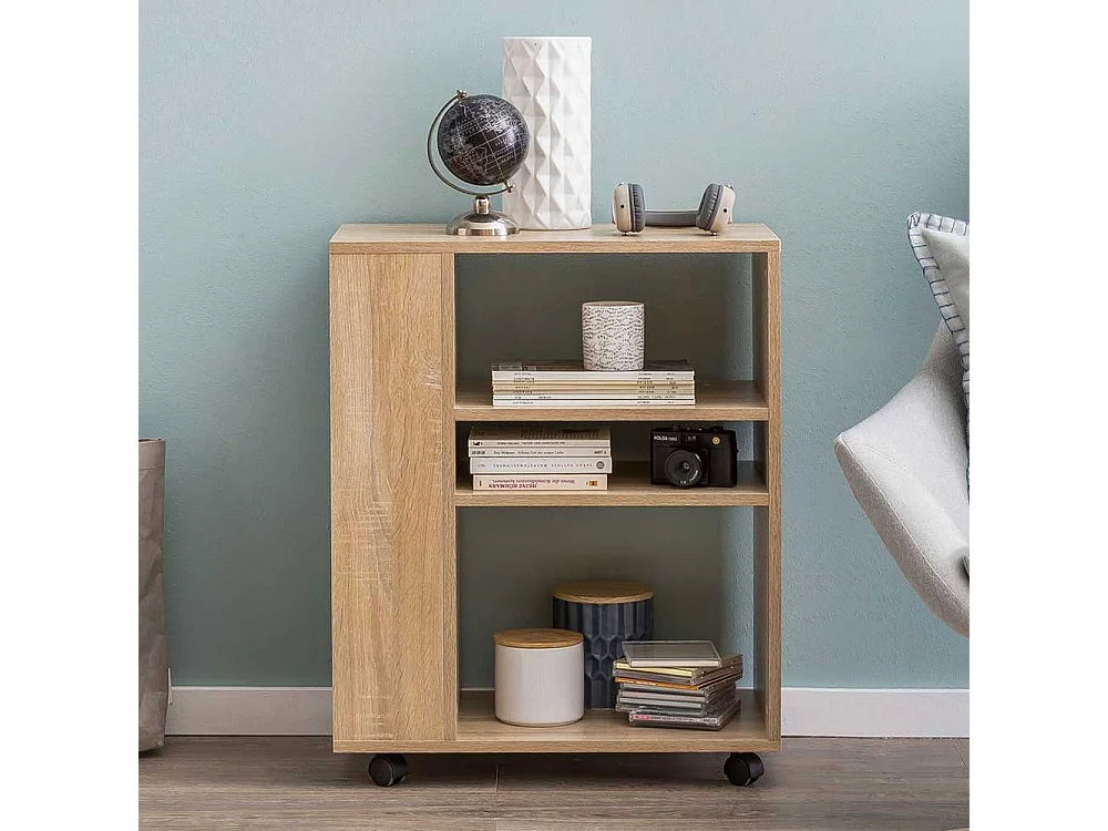 Rollen Regal in Sonoma-Eiche 75 cm hoch