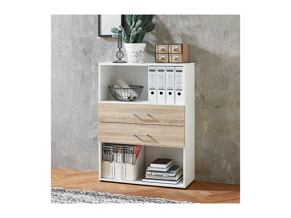 Standregal f�r Home Office mit zwei Schubladen 107 cm hoch