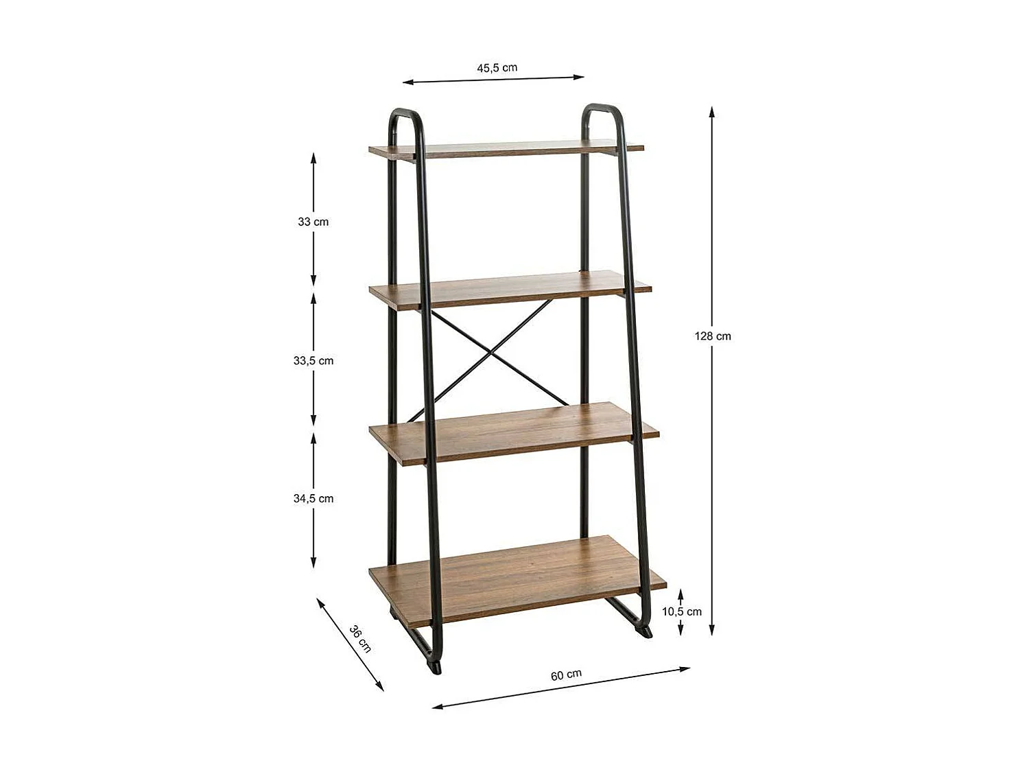 Regal in modernem Design Holzoptik Eiche & Schwarz