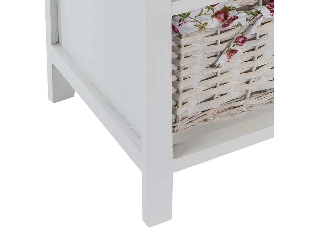 Standregal aus Holz mit drei Flechtkörben geblümtem Stoff Einsatz