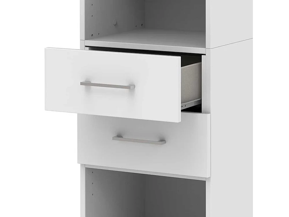 B�roregal 40 cm breit in Wei� zwei Schubladen