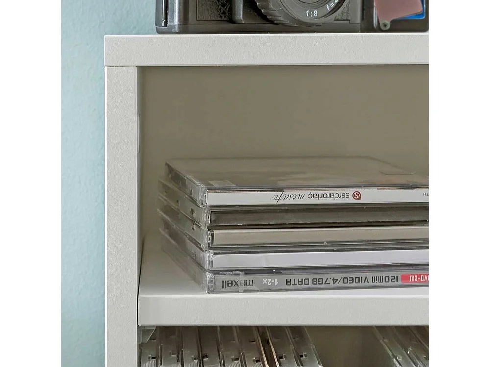 Hohes DVD Regal in Weiß 21x90x20 cm