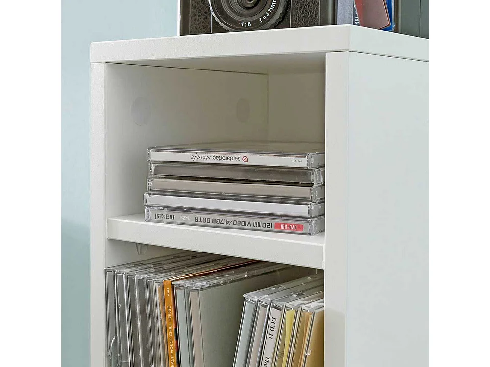 Hohes DVD Regal in Weiß 21x90x20 cm