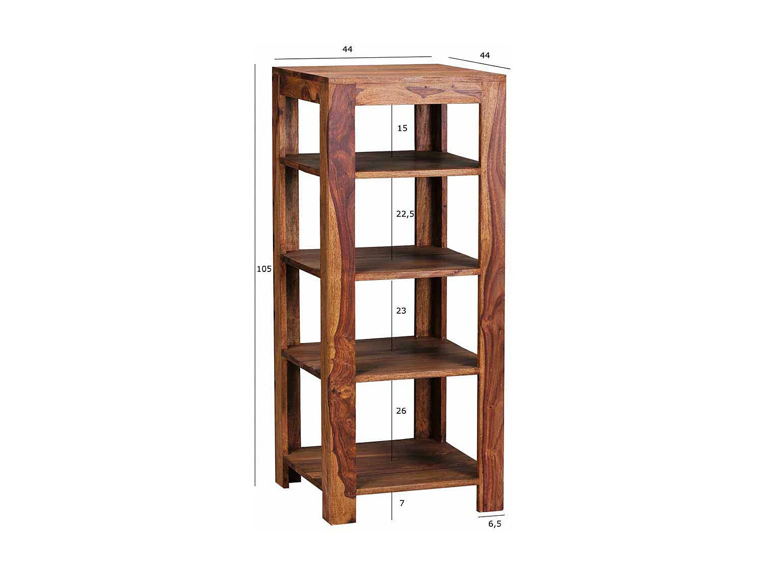 Standregal aus Sheesham Massivholz 105 cm hoch