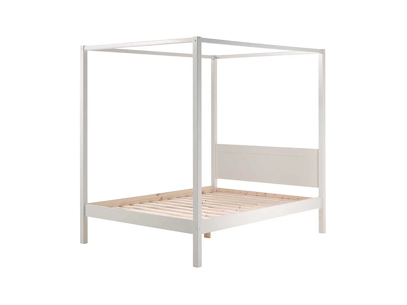 Himmel Bett in Weiß Kiefer Massivholz