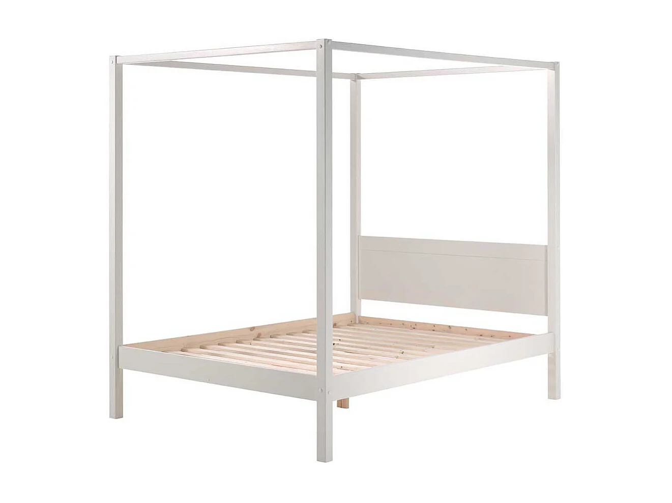 Himmel Bett in Weiß Kiefer Massivholz