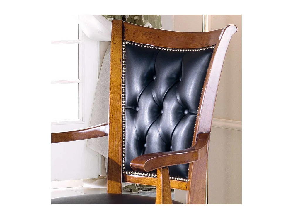 Italienischer Design Schreibtischstuhl in Nussbaumfarben Schwarz Kunstleder