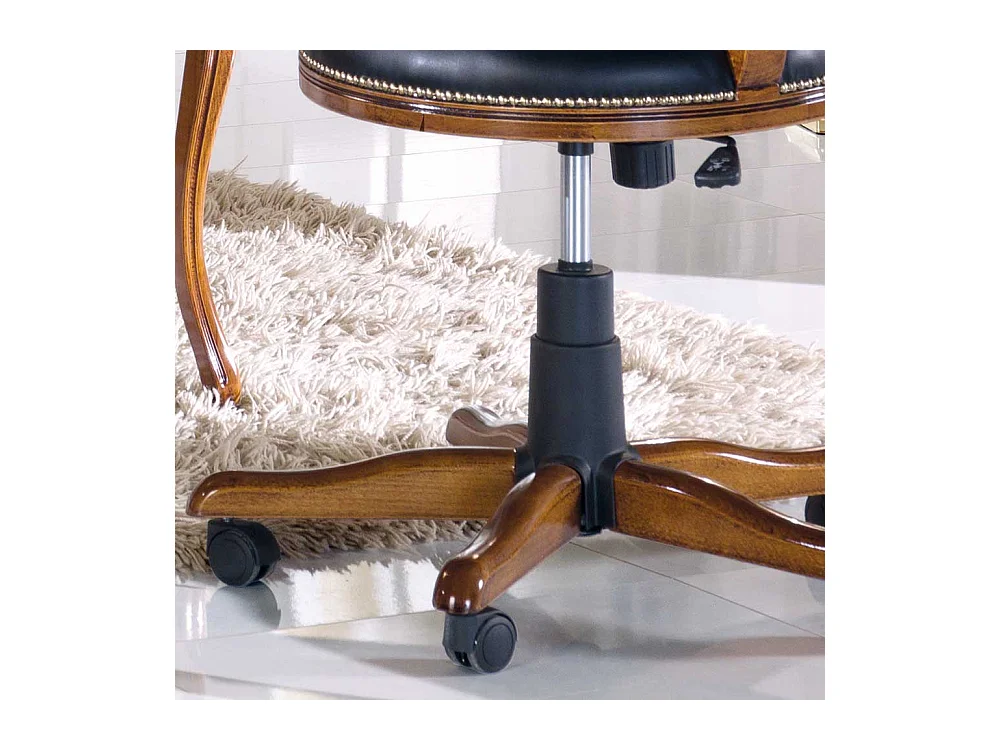 Italienischer Design Schreibtischstuhl in Nussbaumfarben Schwarz Kunstleder