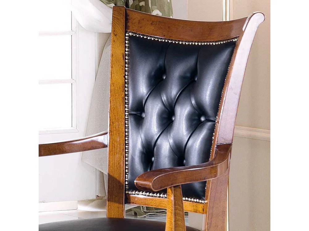 Italienischer Design Schreibtischstuhl in Nussbaumfarben Schwarz Kunstleder