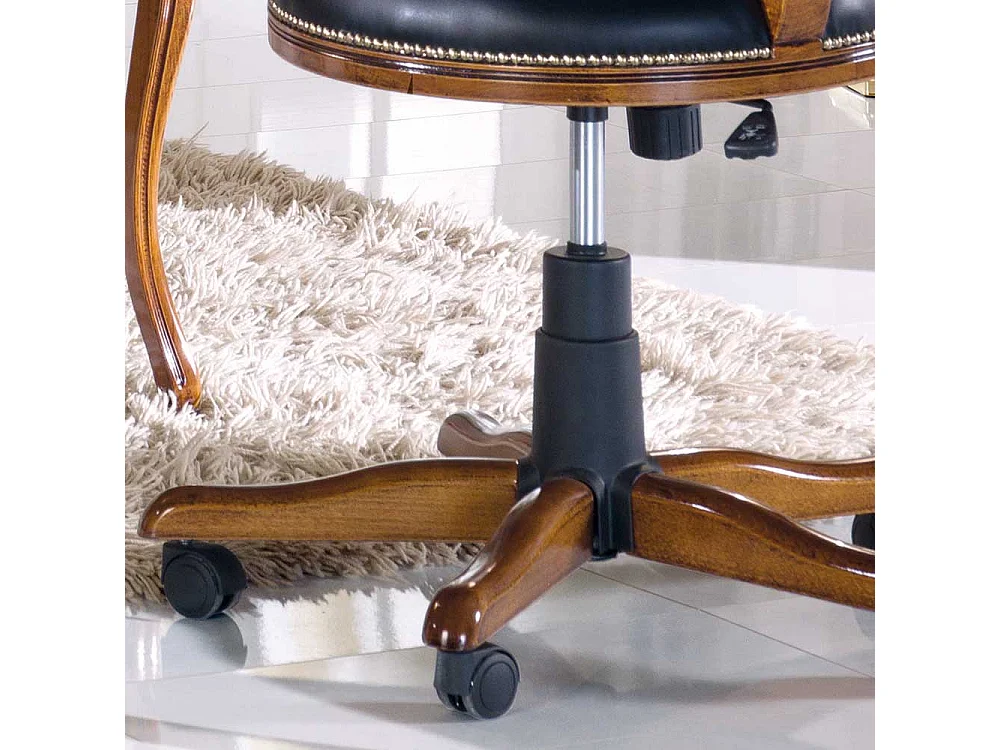 Italienischer Design Schreibtischstuhl in Nussbaumfarben Schwarz Kunstleder