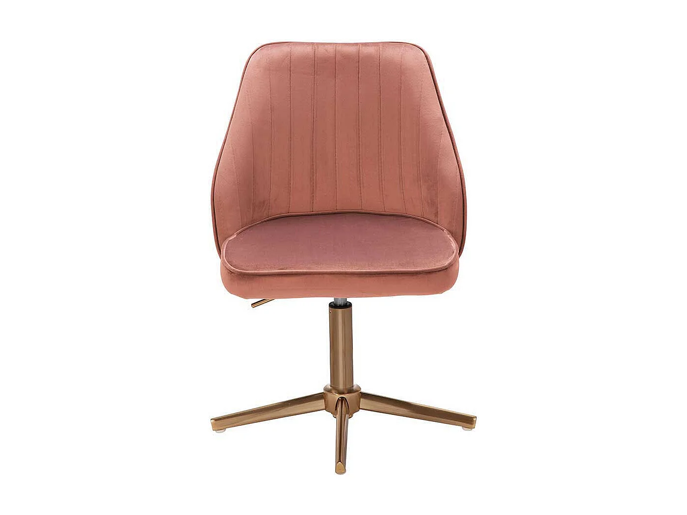 Schreibtischstuhl höhenverstellbar aus Samt und Metall Rosa und Goldfarben
