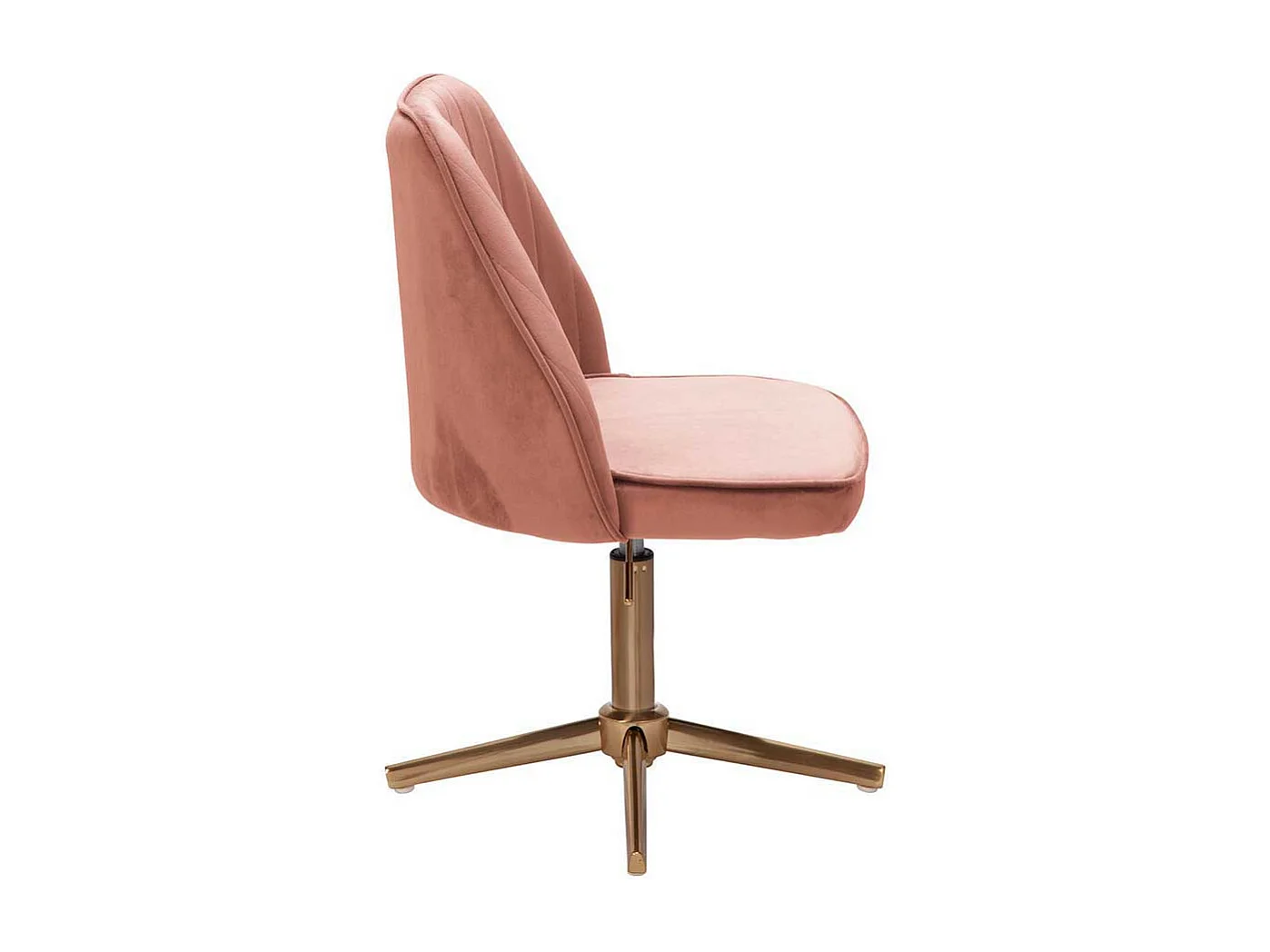 Schreibtischstuhl höhenverstellbar aus Samt und Metall Rosa und Goldfarben