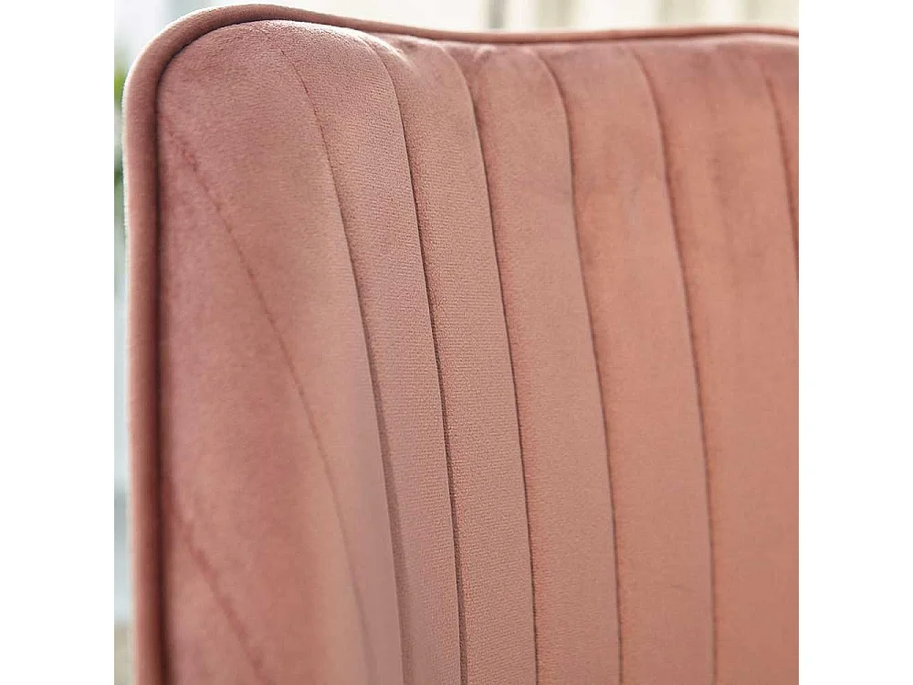 Schreibtischstuhl höhenverstellbar aus Samt und Metall Rosa und Goldfarben