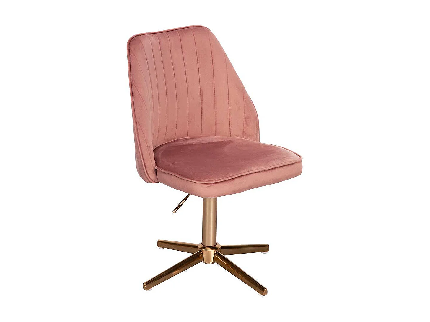 Schreibtischstuhl höhenverstellbar aus Samt und Metall Rosa und Goldfarben