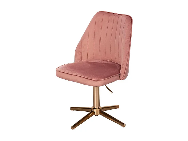 Schreibtischstuhl höhenverstellbar aus Samt und Metall Rosa und Goldfarben