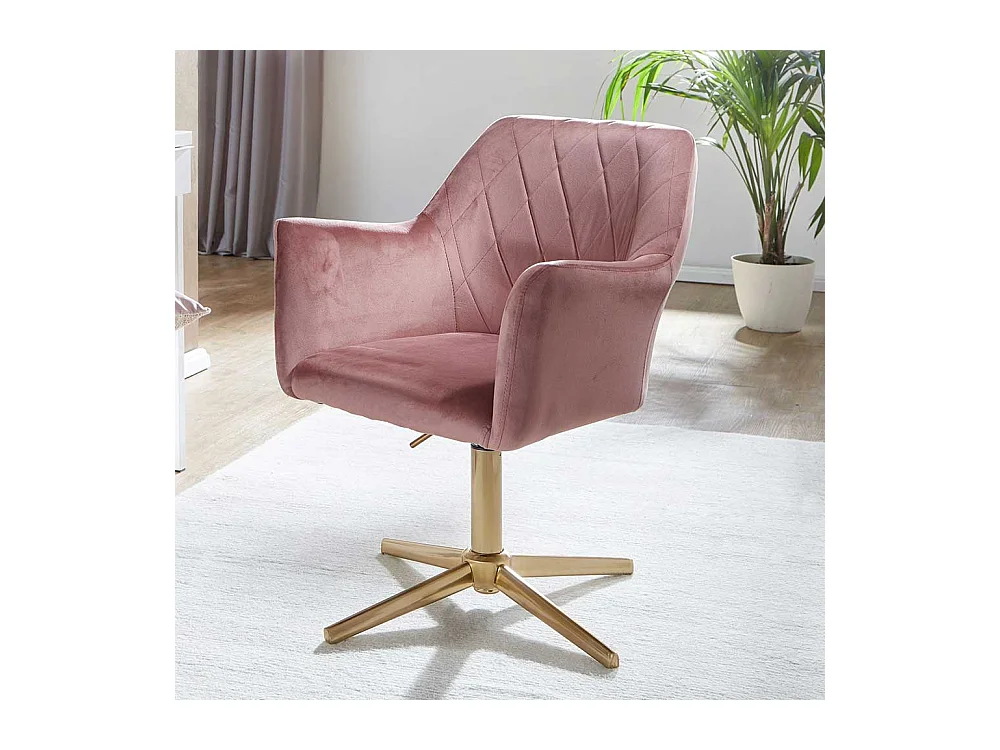 Rosa Schreibtischsessel mit Gestell aus Metall Goldfarben