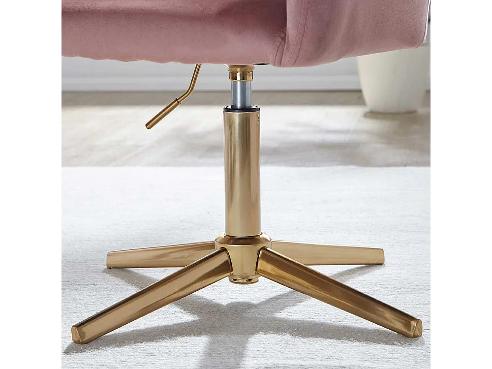 Rosa Schreibtischsessel mit Gestell aus Metall Goldfarben