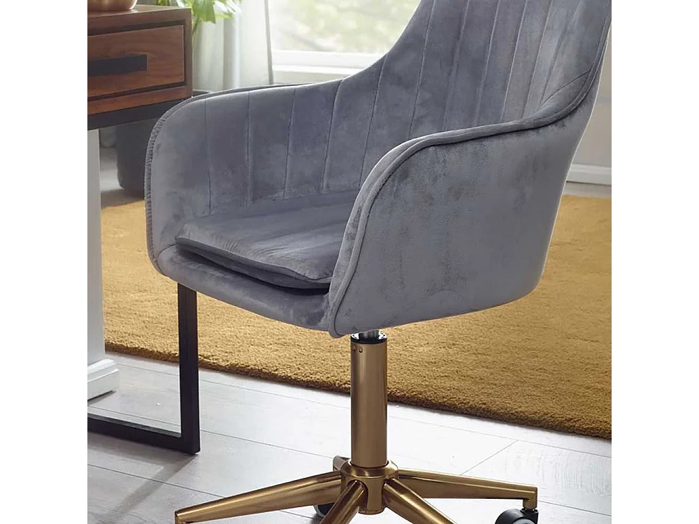 Schreibtischsessel in Grau Samt Retro Design