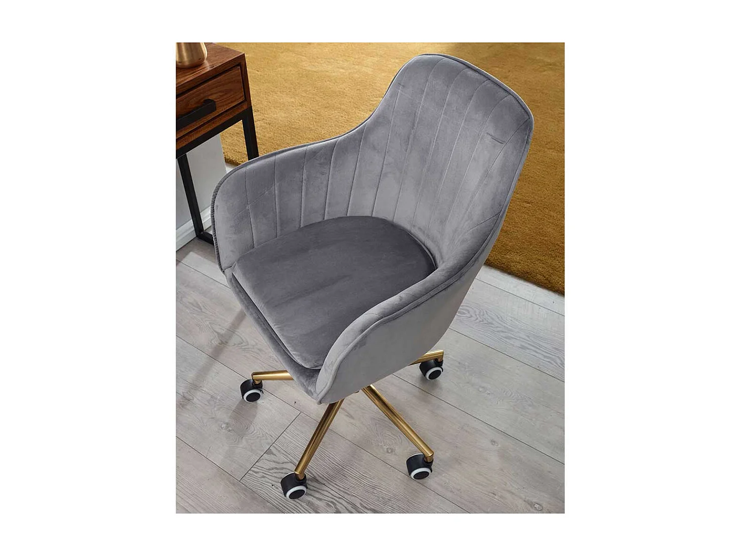 Schreibtischsessel in Grau Samt Retro Design