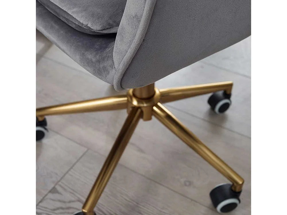 Schreibtischsessel in Grau Samt Retro Design