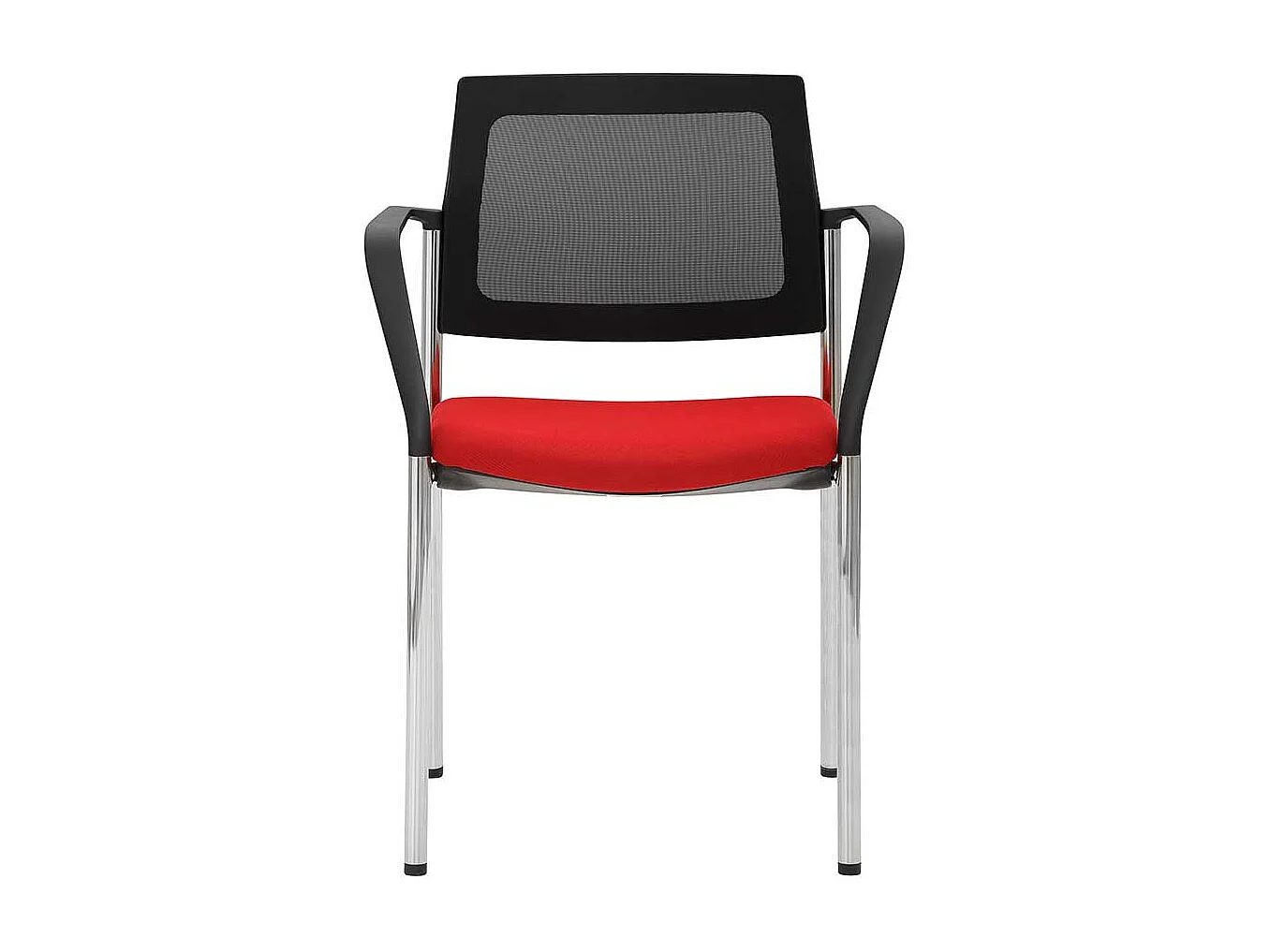 Stapelstuhl in Rot und Schwarz Armlehnen