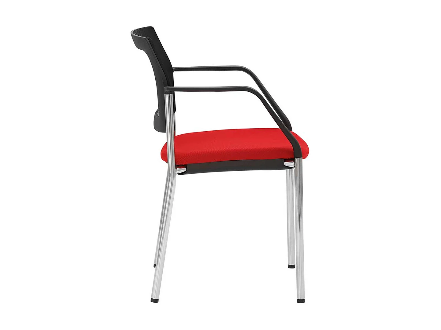 Stapelstuhl in Rot und Schwarz Armlehnen