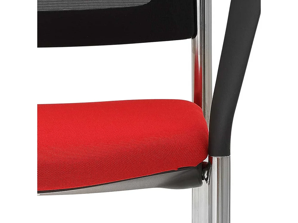 Stapelstuhl in Rot und Schwarz Armlehnen