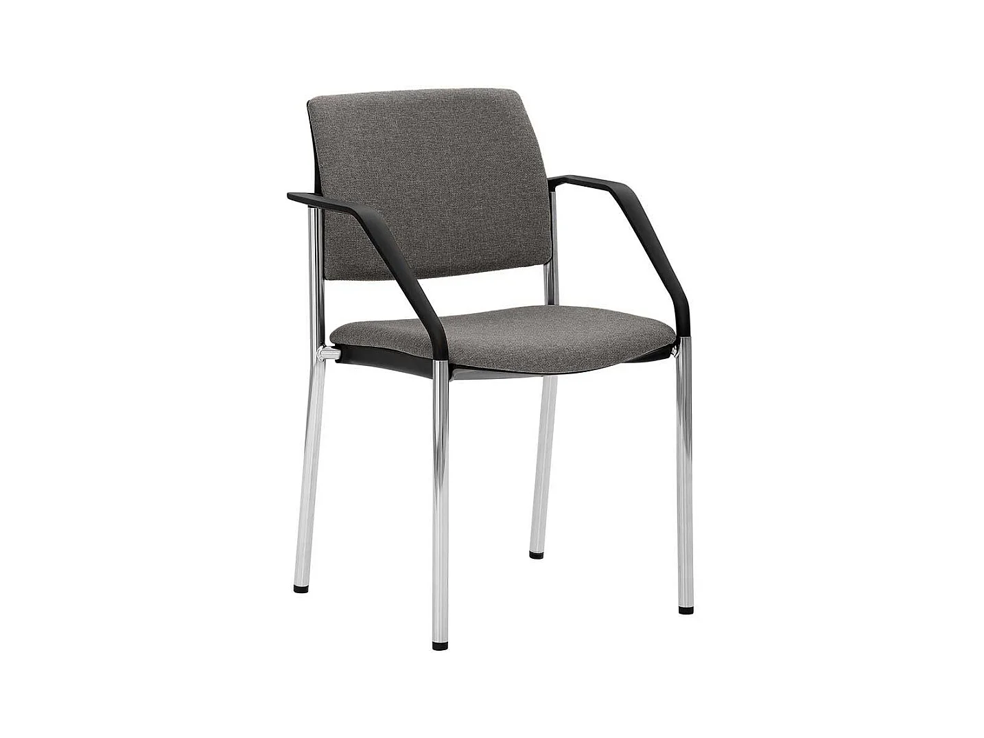 Stapelstuhl mit Armlehnen in Grau & Chromfarben 47 cm Sitzhöhe