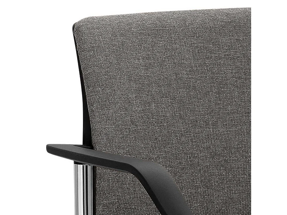 Stapelstuhl mit Armlehnen in Grau & Chromfarben 47 cm Sitzhöhe