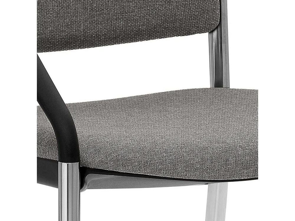 Stapelstuhl mit Armlehnen in Grau & Chromfarben 47 cm Sitzhöhe