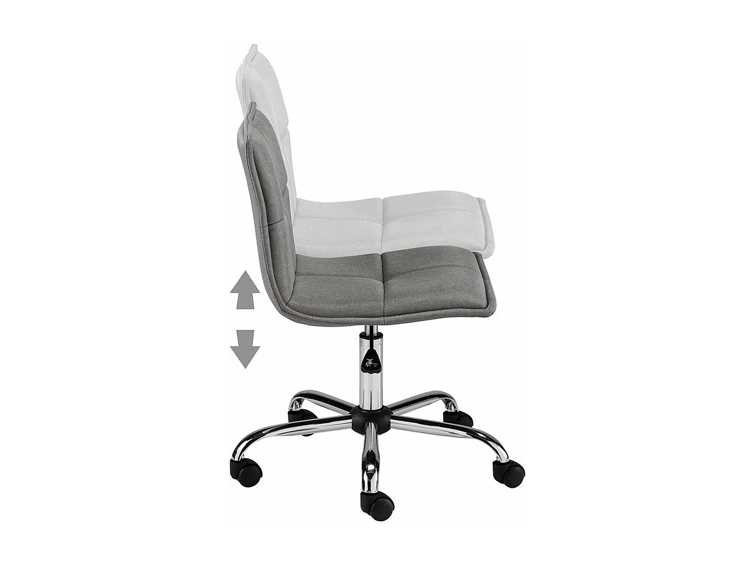 Schreibtischdrehstuhl in Grau und Chromfarben Webstoffbezug