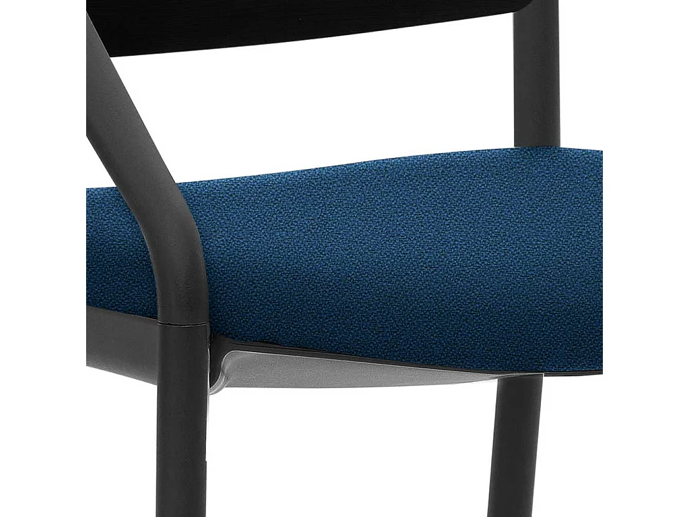 Wartezimmerstuhl in Schwarz & Dunkelblau Armlehnen