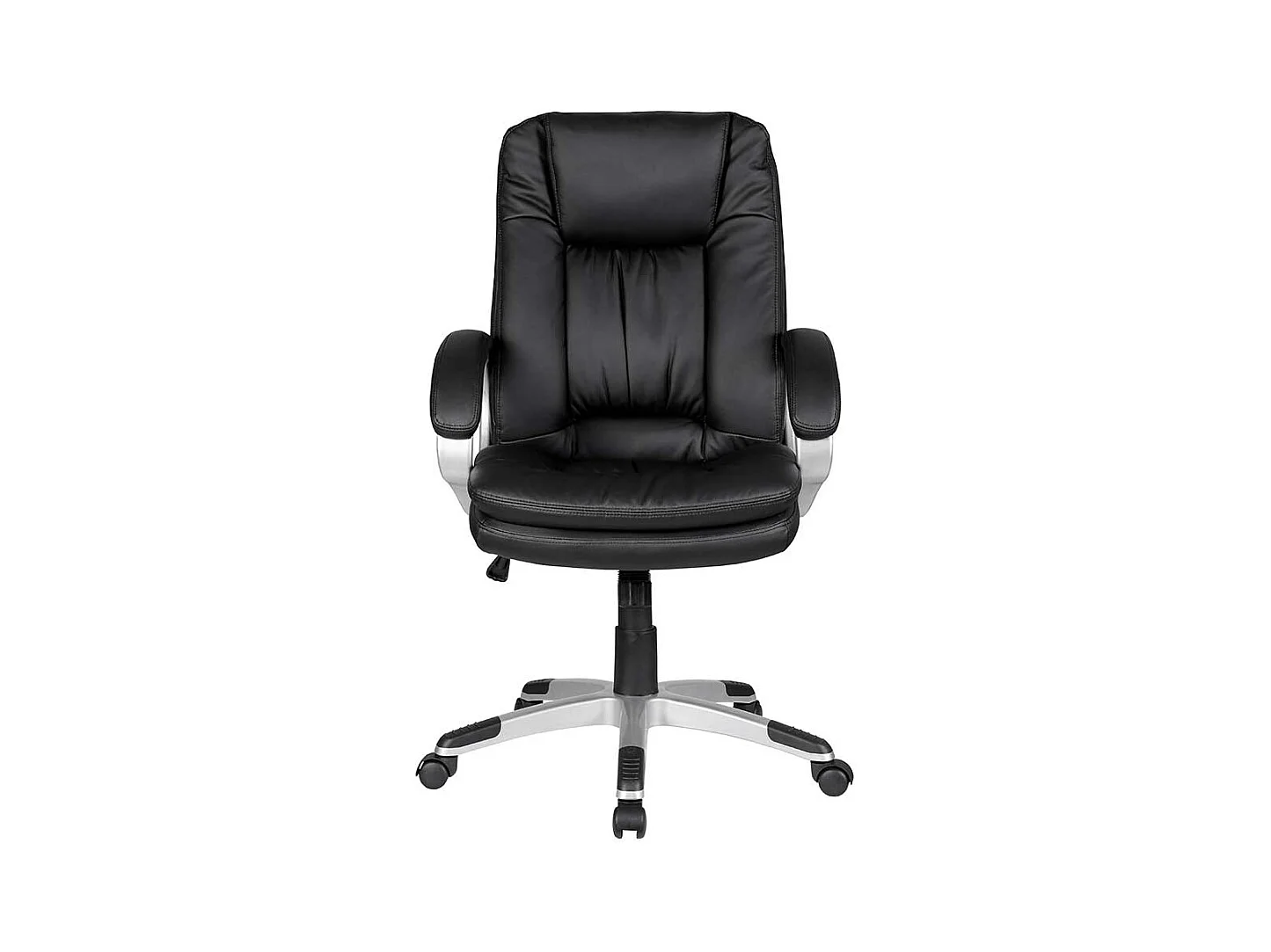 Schreibtischsessel in Schwarz und Silberfarben Kunstleder