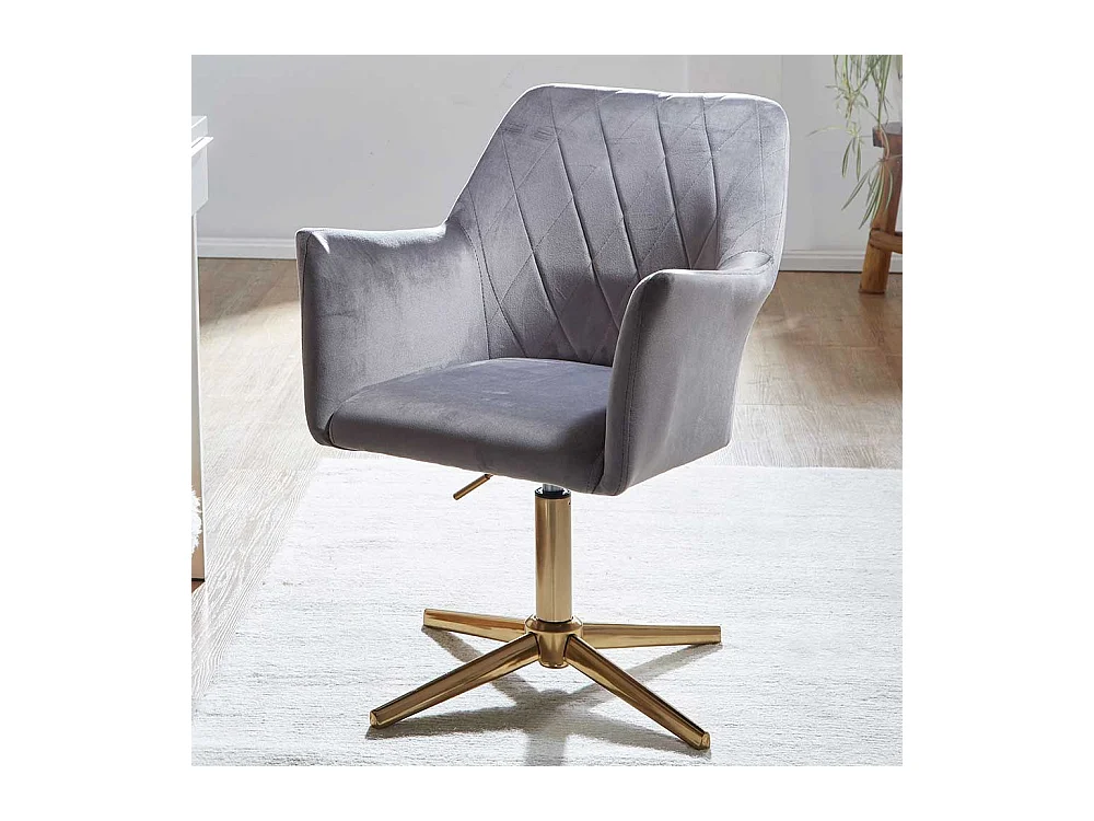 Schreibtischdrehstuhl in Grau und Goldfarben Gestell aus Metall