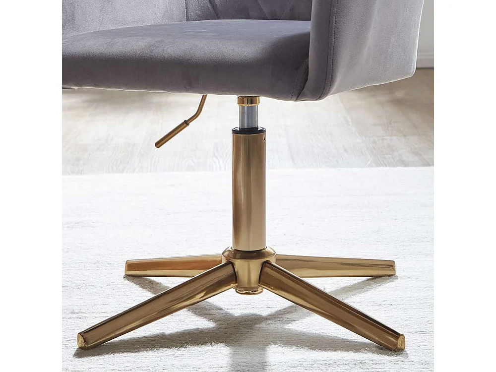 Schreibtischdrehstuhl in Grau und Goldfarben Gestell aus Metall