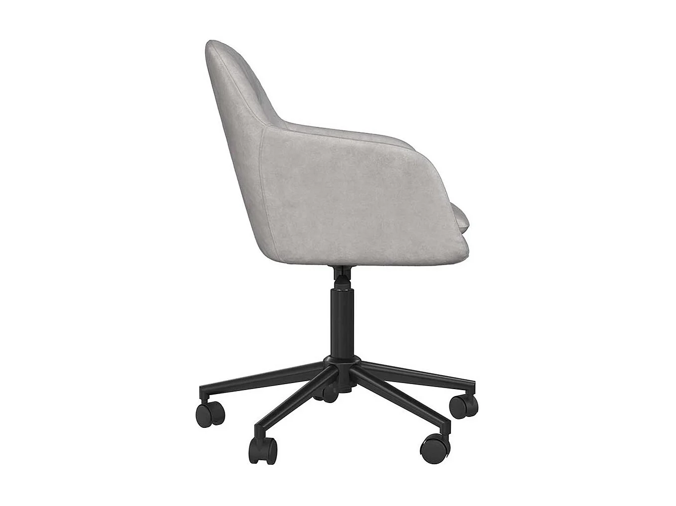 Schreibtischdrehstuhl Samt in Hellgrau und Schwarz höhenverstellbar