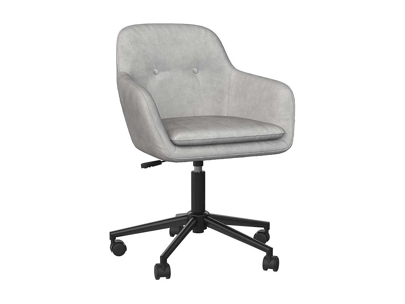 Schreibtischdrehstuhl Samt in Hellgrau und Schwarz höhenverstellbar