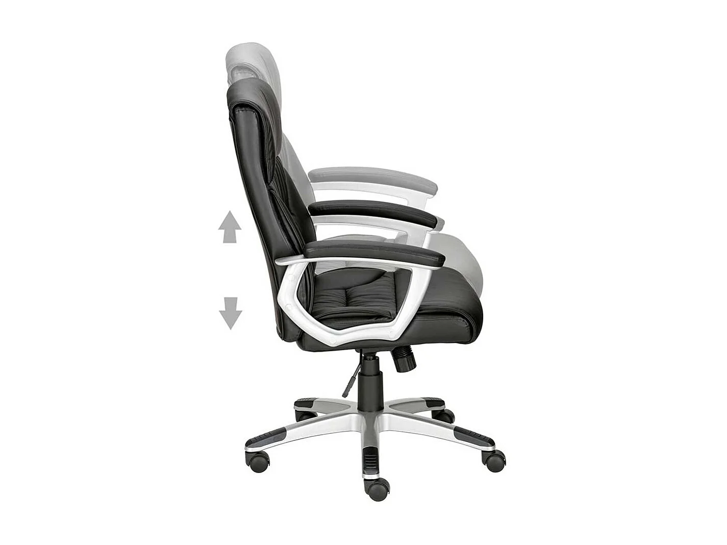 Bürosessel in Schwarz Kunstleder verstellbarer Lehne