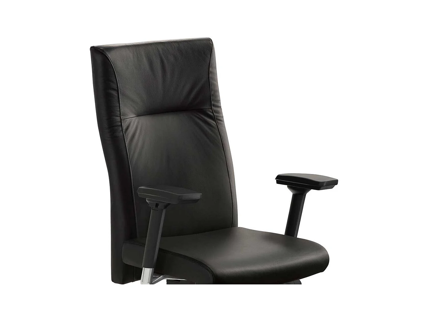 Schreibtischdrehstuhl in Schwarz Leder und Aluminium Made in Germany