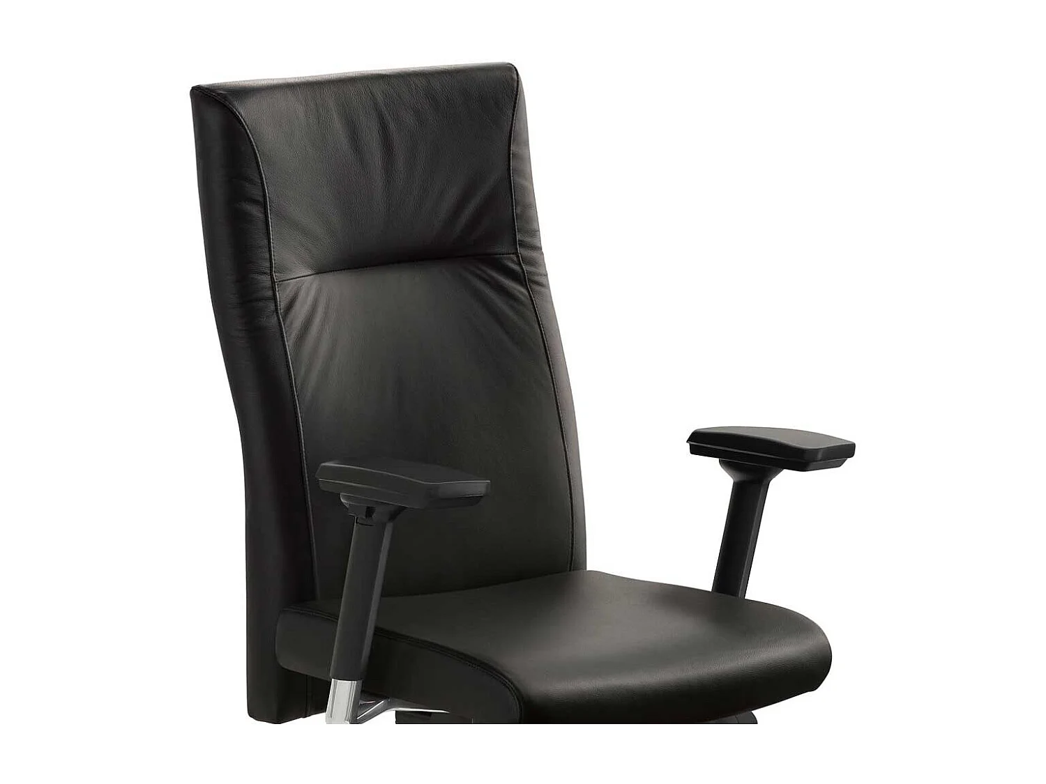 Schreibtischdrehstuhl in Schwarz Leder und Aluminium Made in Germany