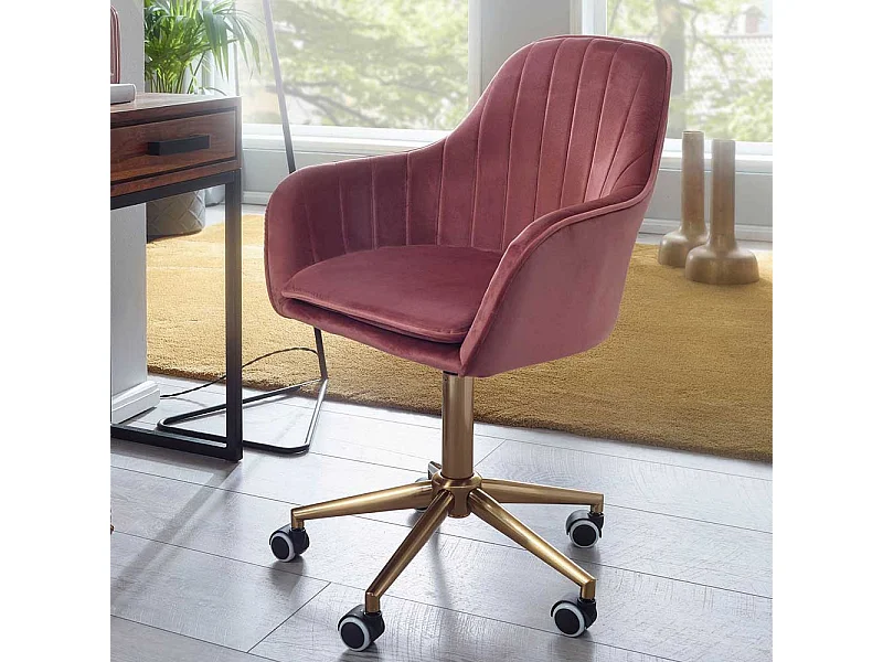 Samt Schreibtischstuhl in Altrosa Armlehnen