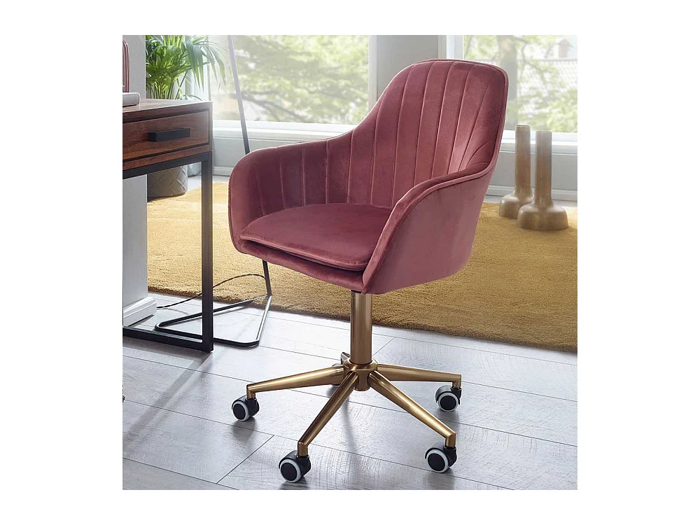 Samt Schreibtischstuhl in Altrosa Armlehnen