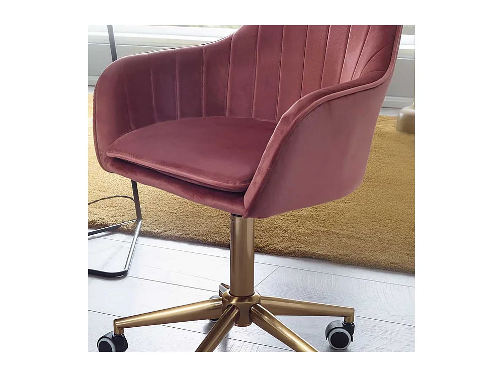 Samt Schreibtischstuhl in Altrosa Armlehnen