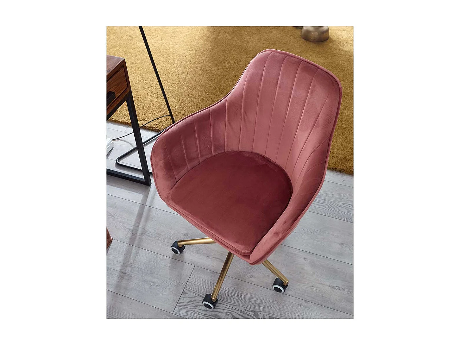 Samt Schreibtischstuhl in Altrosa Armlehnen